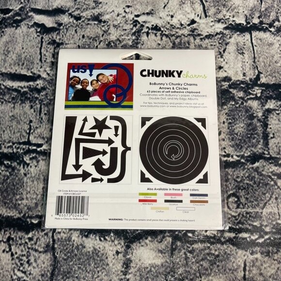 Bo Bunny CHIPBOARD stickers chunky charms Red Black Clear Arrows & Circles - Picture 8 of 12